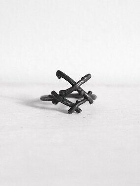 0043 artisan oxidised sterling silver witch symbol ring